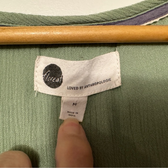 Anthropologie Floreat Gauze Embroidered Floral Top with Tassel - Picture 3 of 9